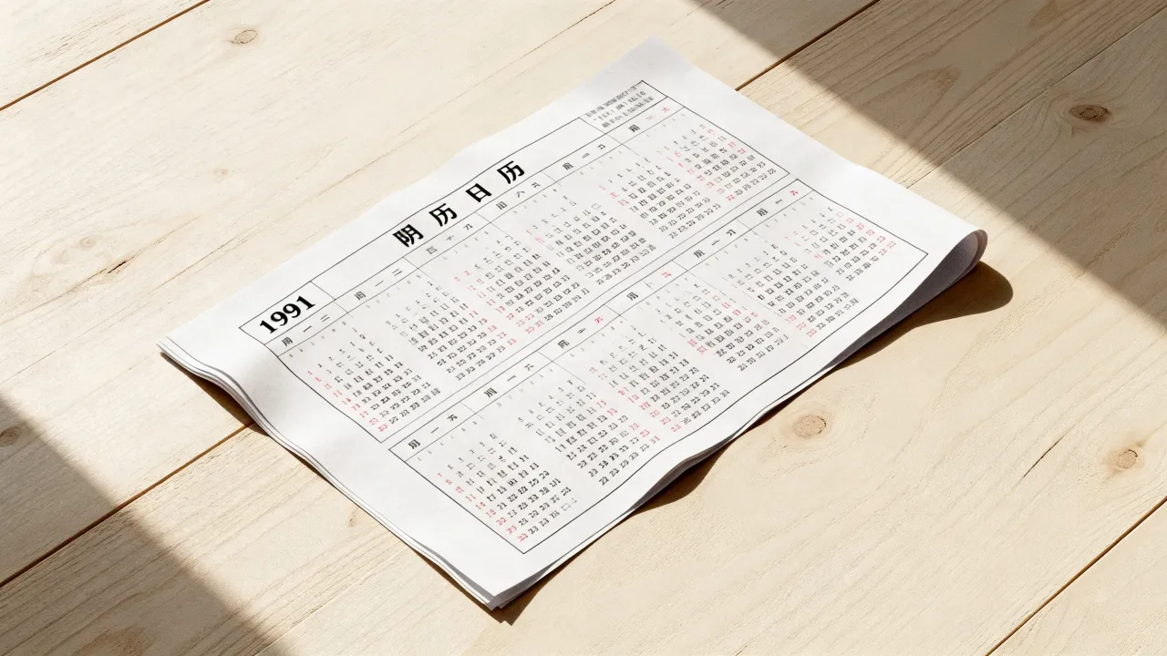 1991年阴历阳历表 1991年阴历阳历表