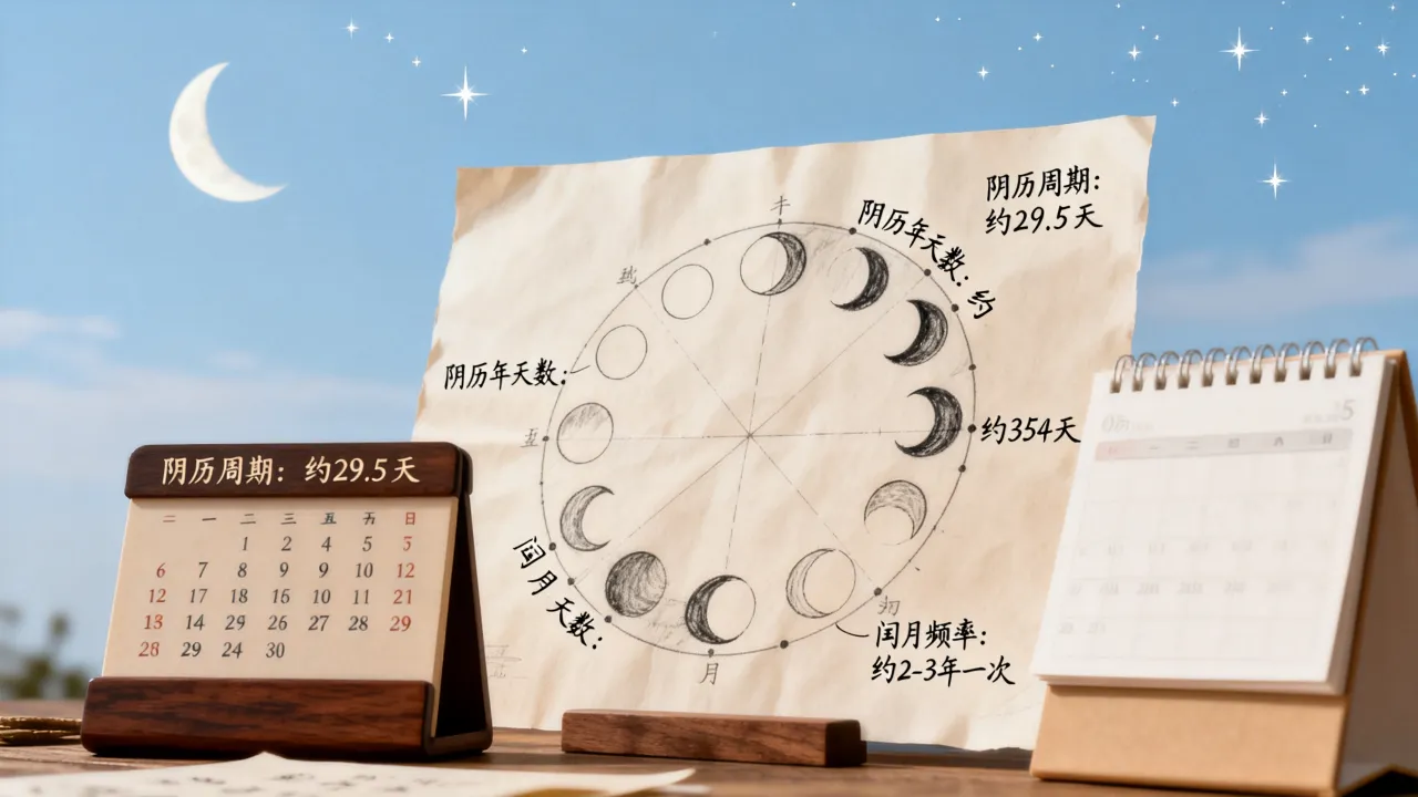 阴历多长时间一个周期？阴历一年有多少天，闰月多久一次