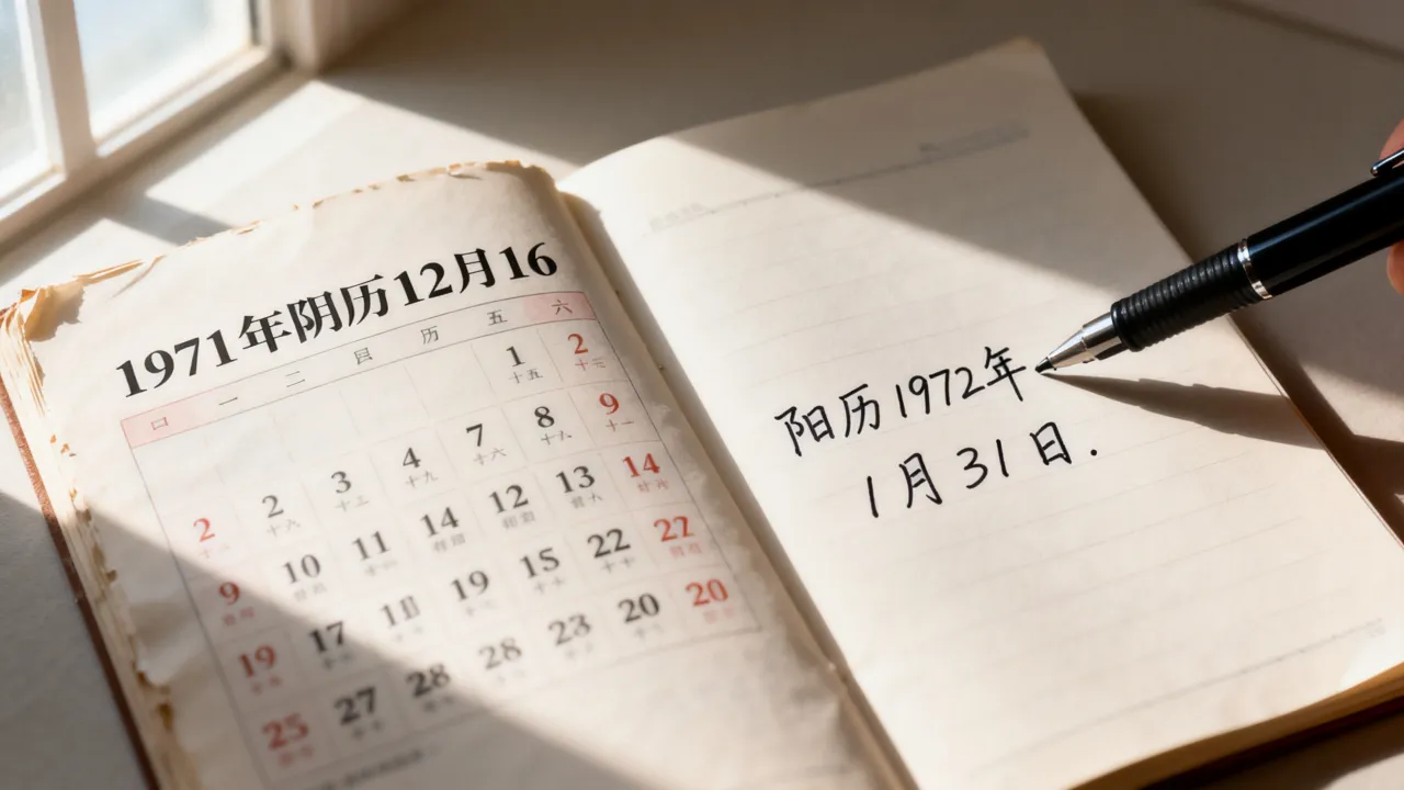 1971年阴历12月16是阳历几号，农历生日查询？
