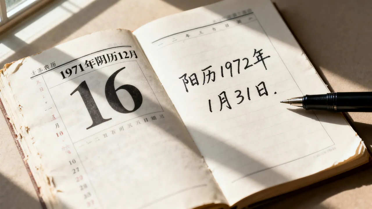 1971年阴历12月16是阳历几号，农历生日查询？