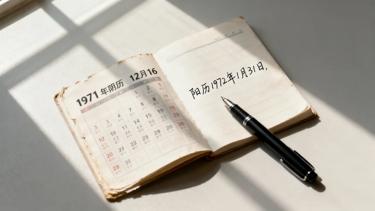 1971年阴历12月16是阳历几号，农历生日查询？