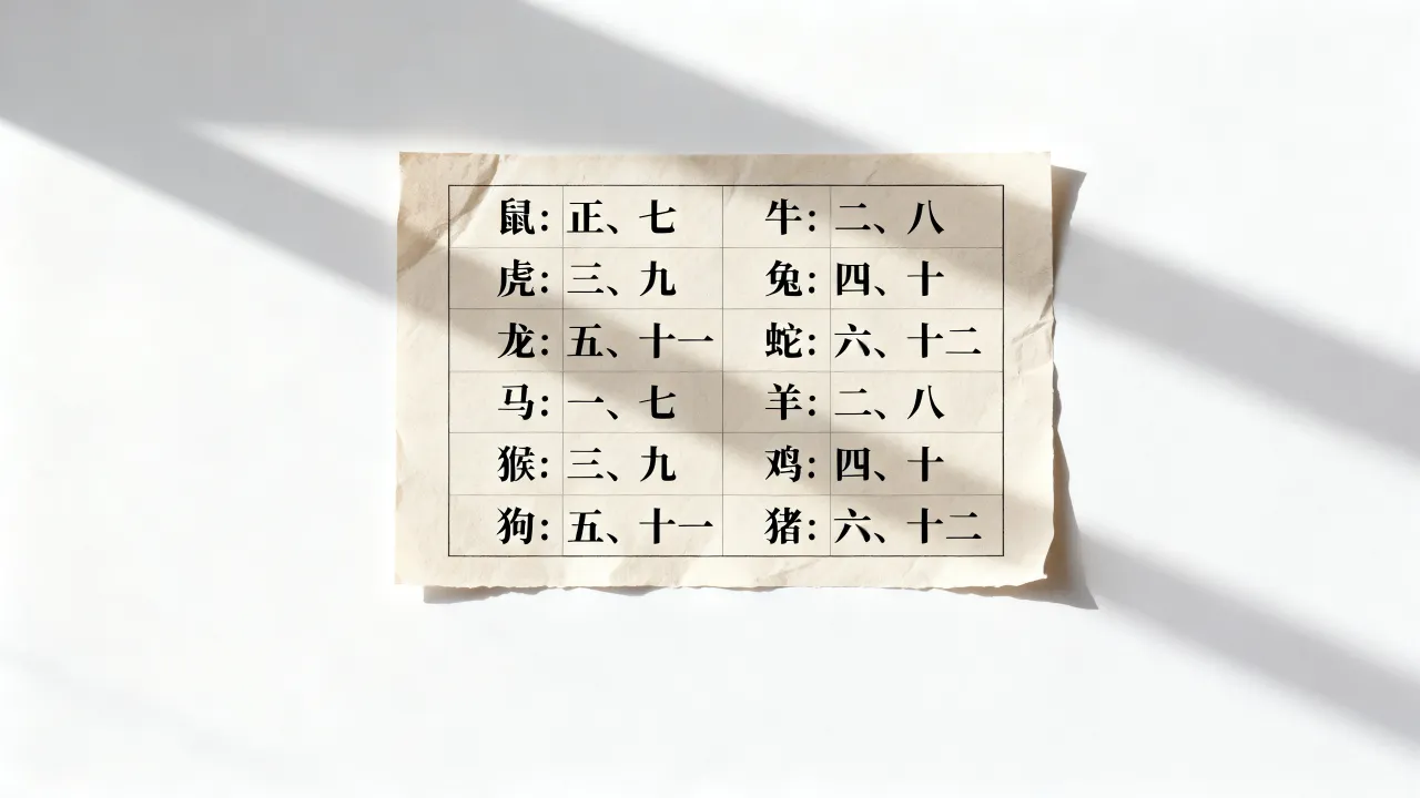 属相农历犯月表 农历犯月份的口诀 属相农历犯月表 农历犯月份的口诀