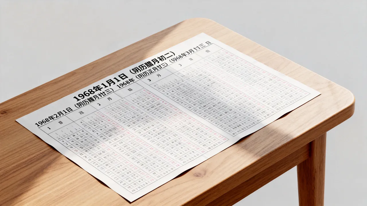 68年阴历是多少，1968年农历阳历对照表查询